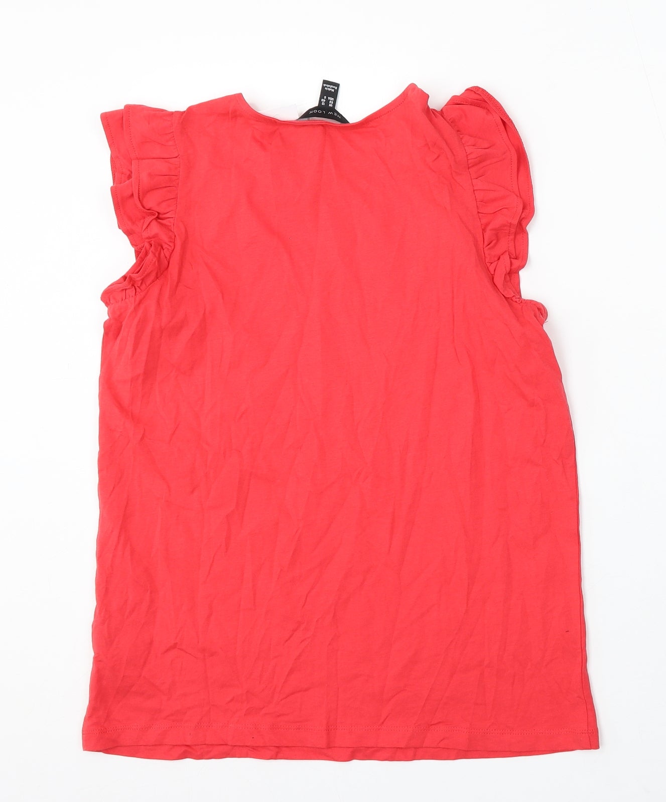 New Look Womens Red Cotton Basic T-Shirt Size 12 Round Neck