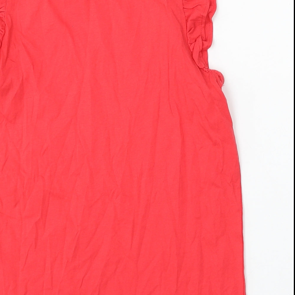 New Look Womens Red Cotton Basic T-Shirt Size 12 Round Neck