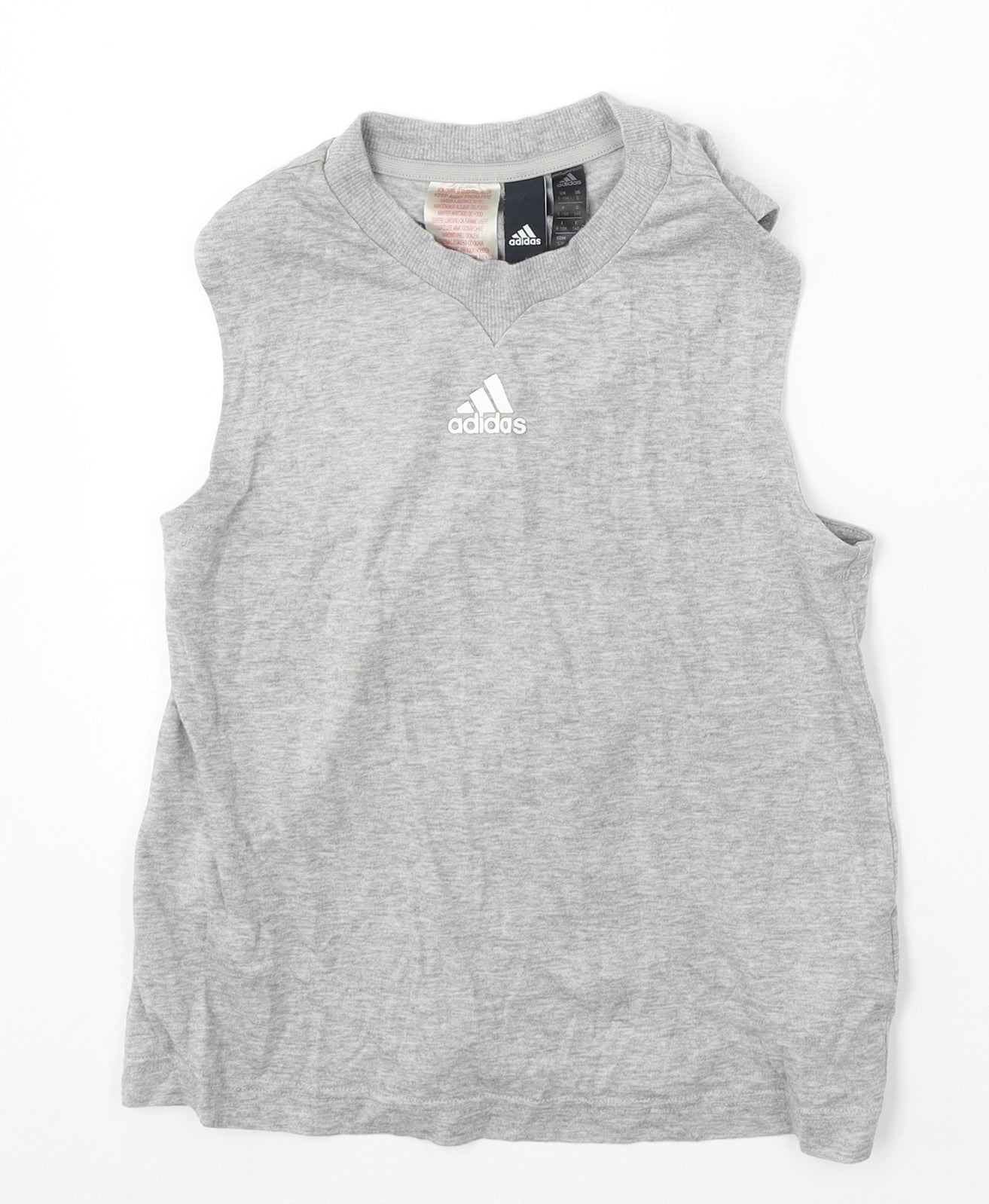 adidas Boys Grey Polyester Basic Tank Size 9-10 Years Round Neck