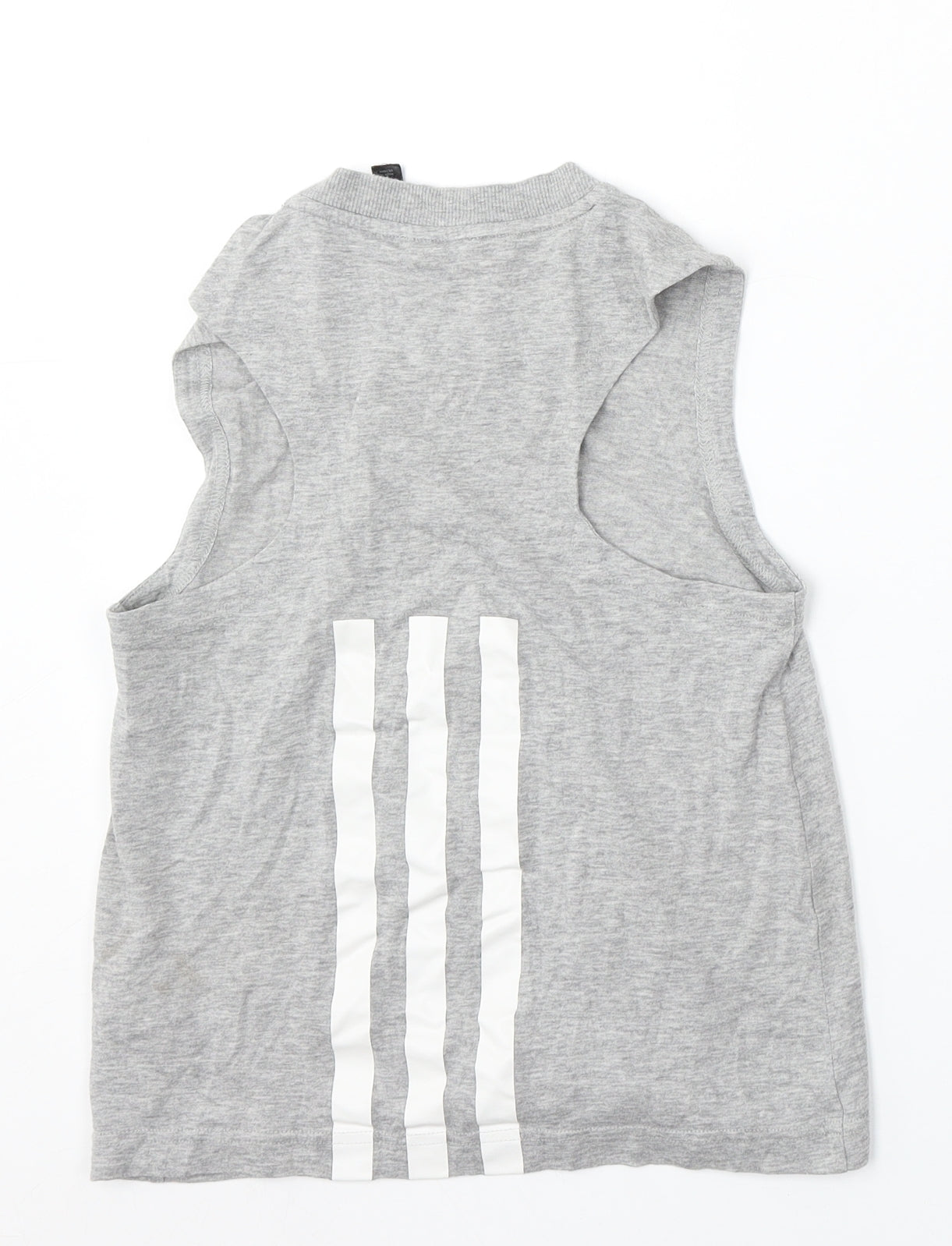 adidas Boys Grey Polyester Basic Tank Size 9-10 Years Round Neck