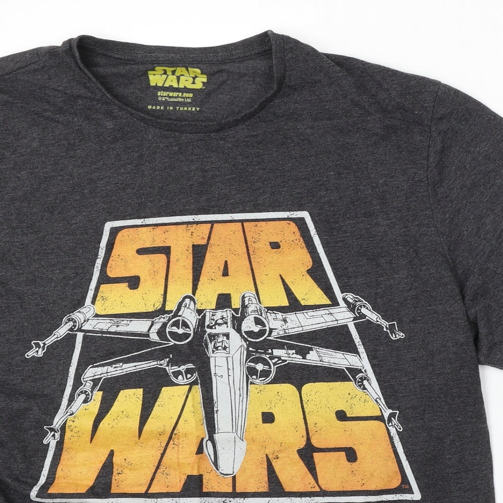 Star Wars Womens Grey Cotton Basic T-Shirt Size XL Round Neck - Star Wars