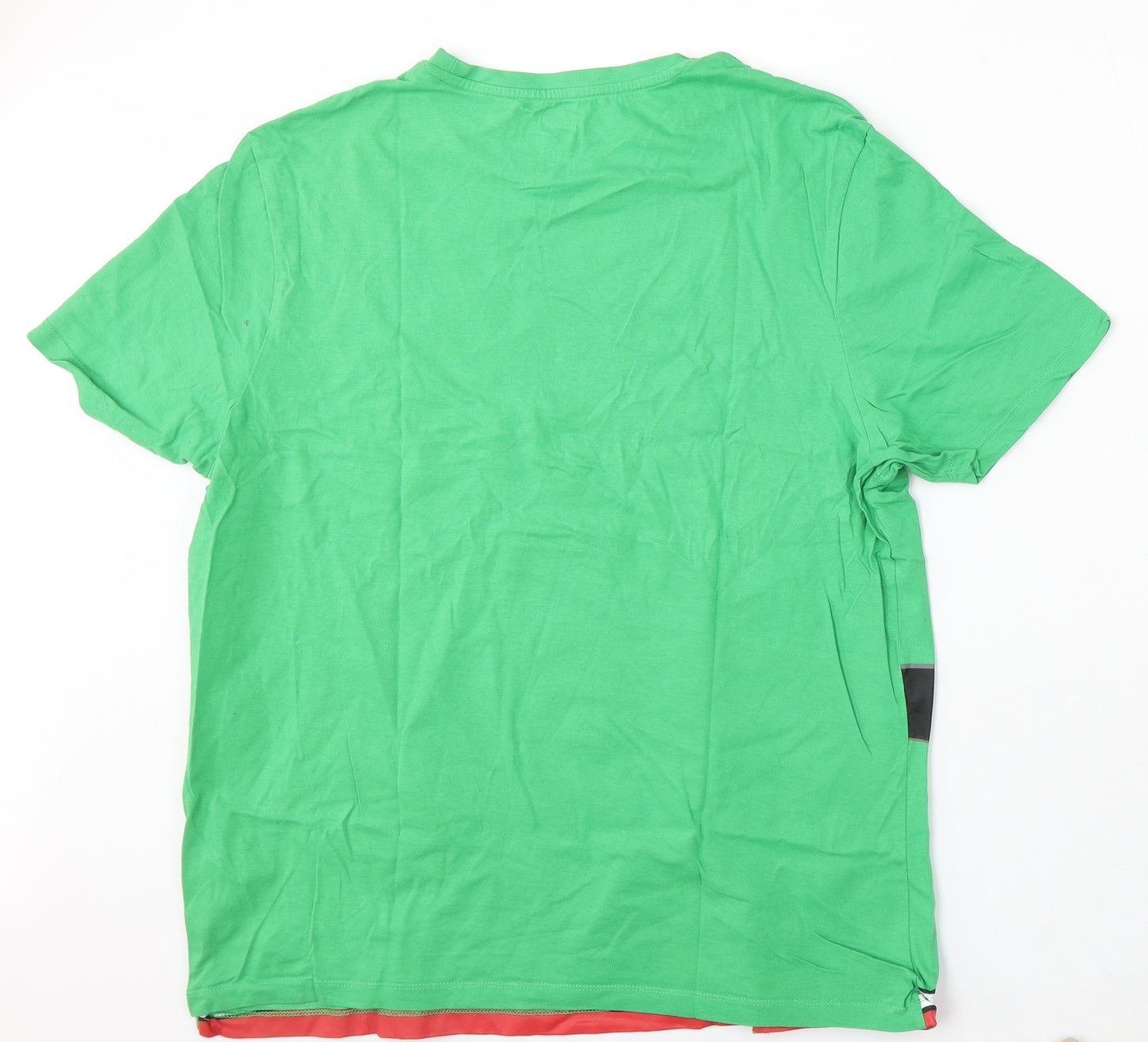 F&F Mens Green Cotton T-Shirt Size XL Round Neck - Elf Christmas