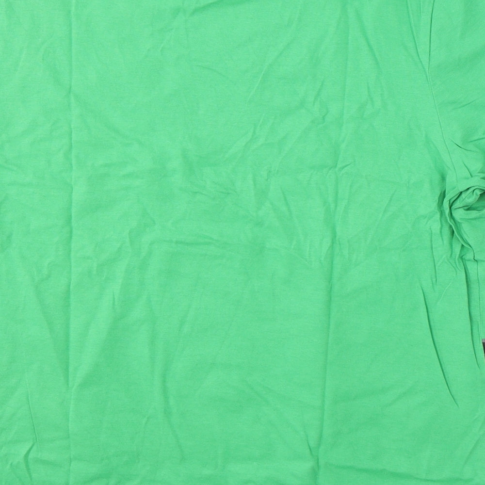 F&F Mens Green Cotton T-Shirt Size XL Round Neck - Elf Christmas