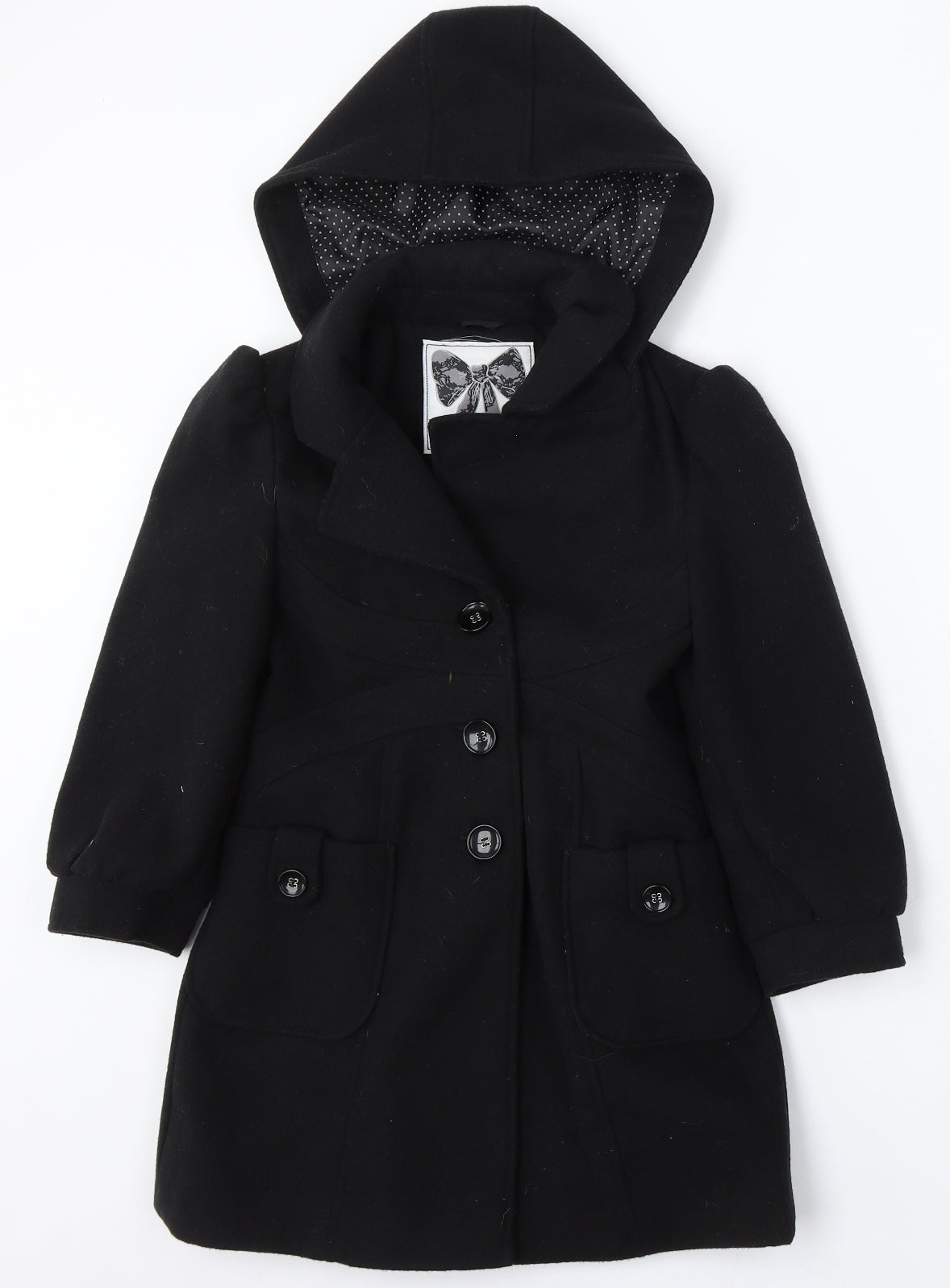 Dunnes Stores Girls Black Parka Coat Size 8 Years Button