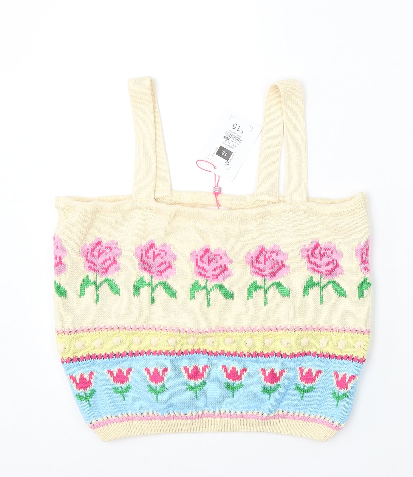 Savida Womens Multicoloured Floral Acrylic Basic Tank Size 2XL Square Neck