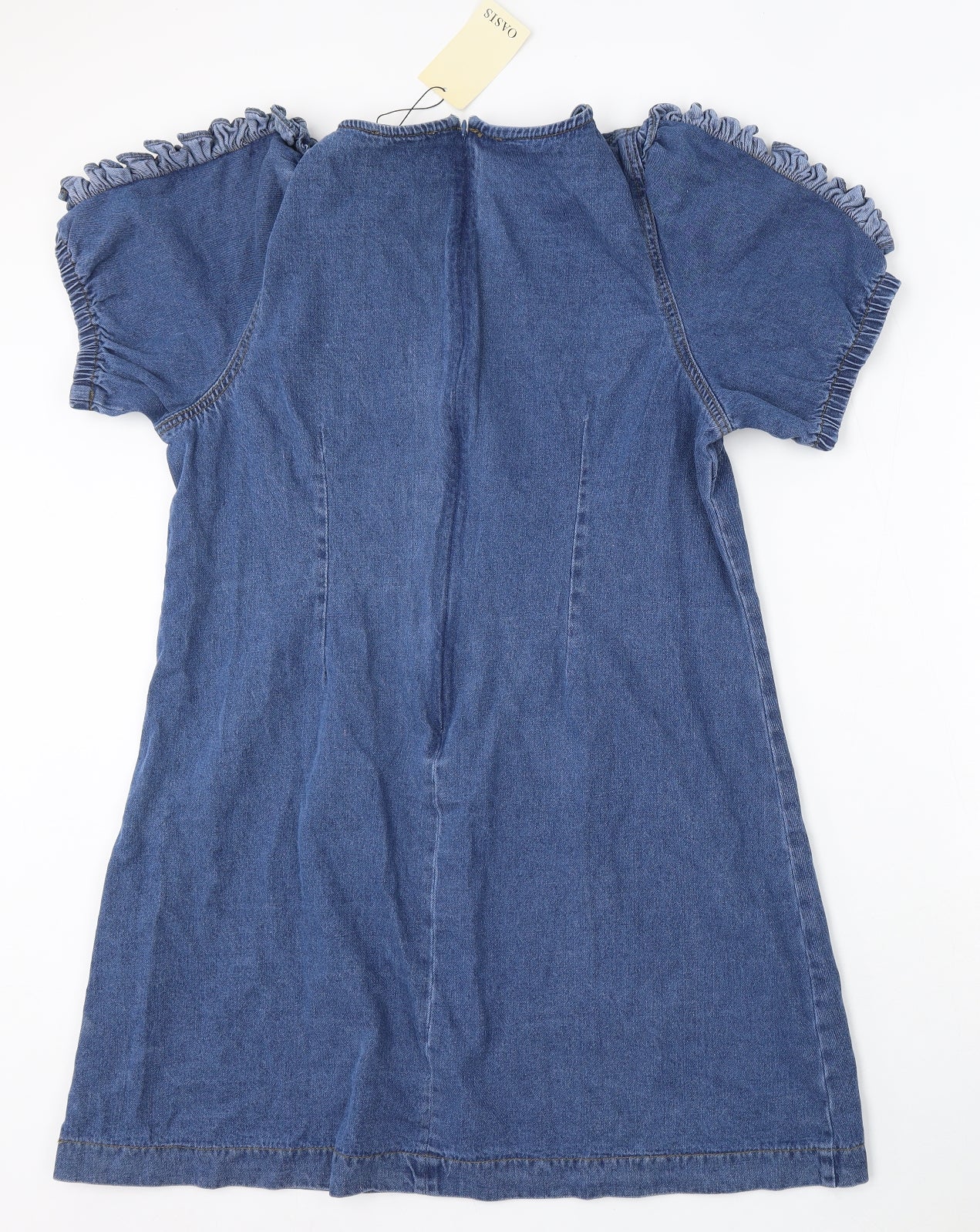 Oasis Womens Blue Cotton Sheath Size 18 Round Neck Zip