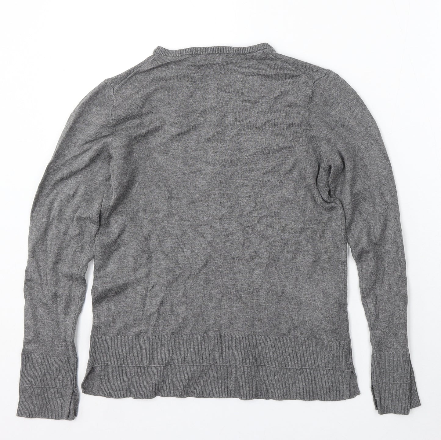 Mango Womens Grey Round Neck Viscose Pullover Jumper Size L