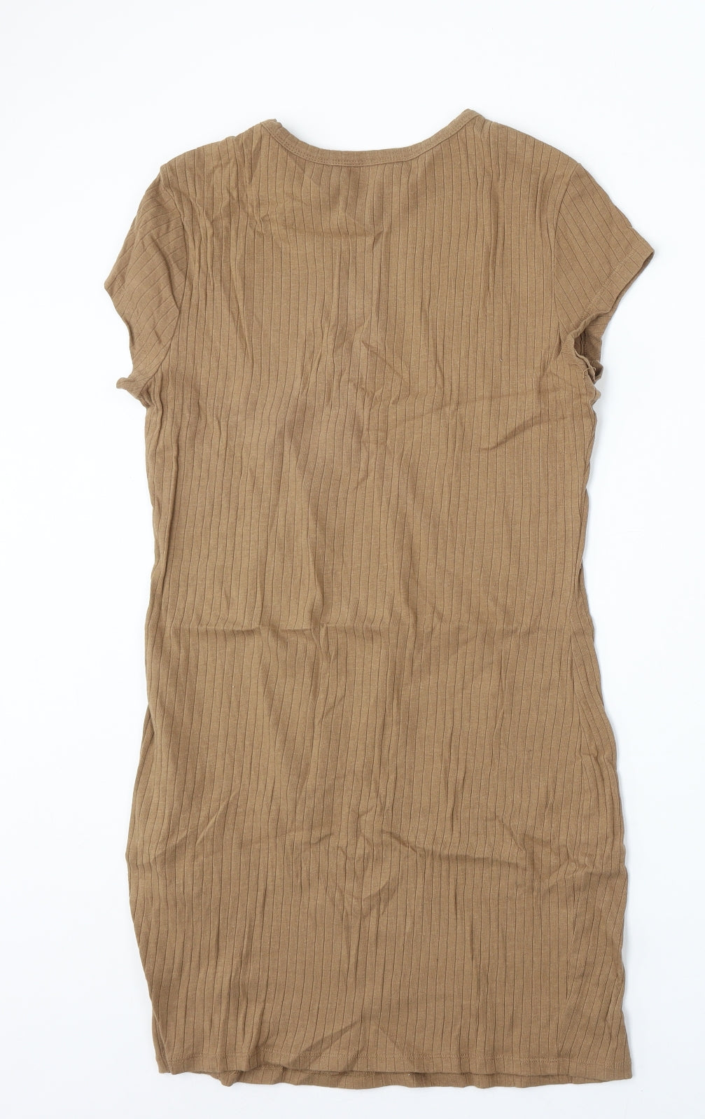 SheIn Womens Beige Polyester T-Shirt Dress Size L Round Neck
