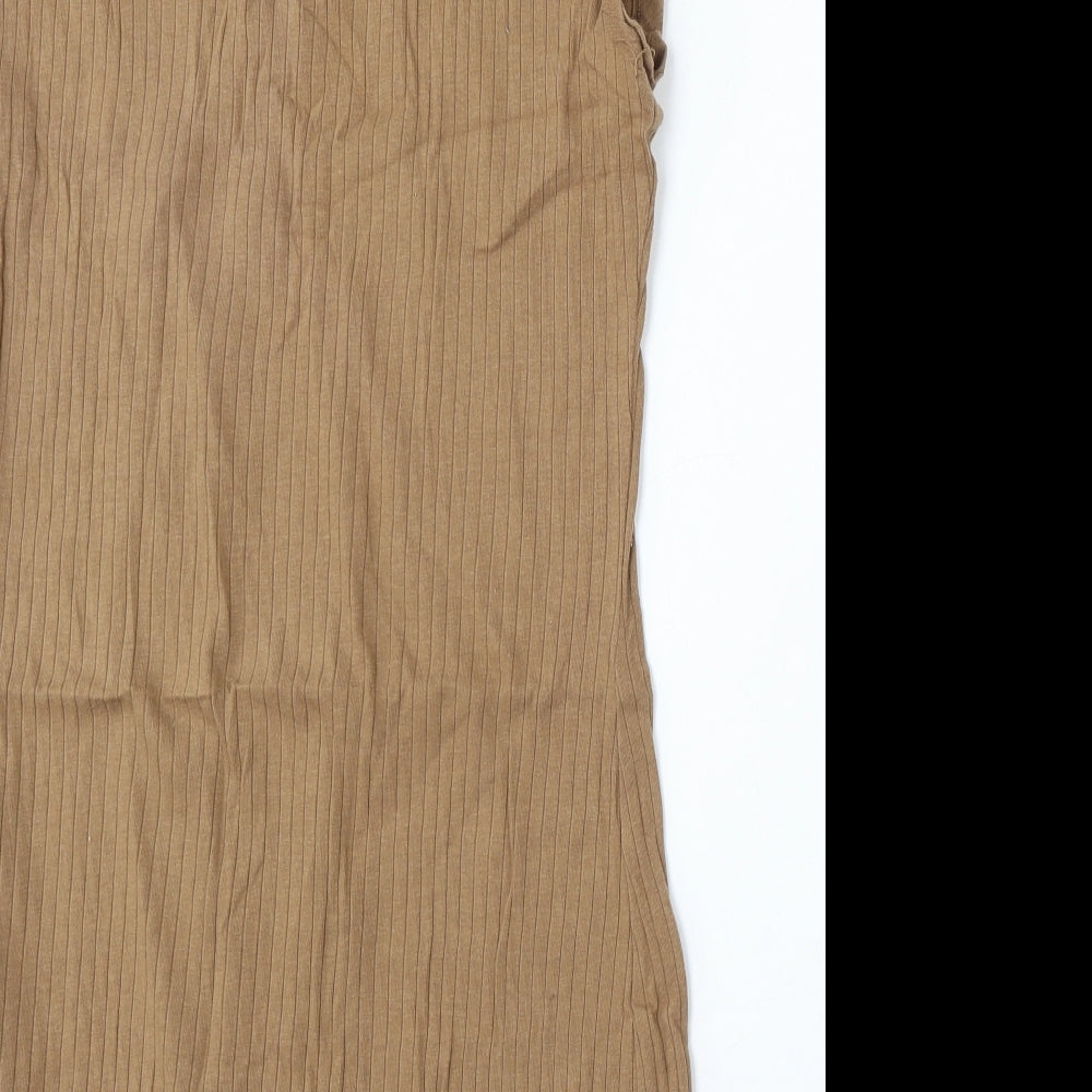 SheIn Womens Beige Polyester T-Shirt Dress Size L Round Neck