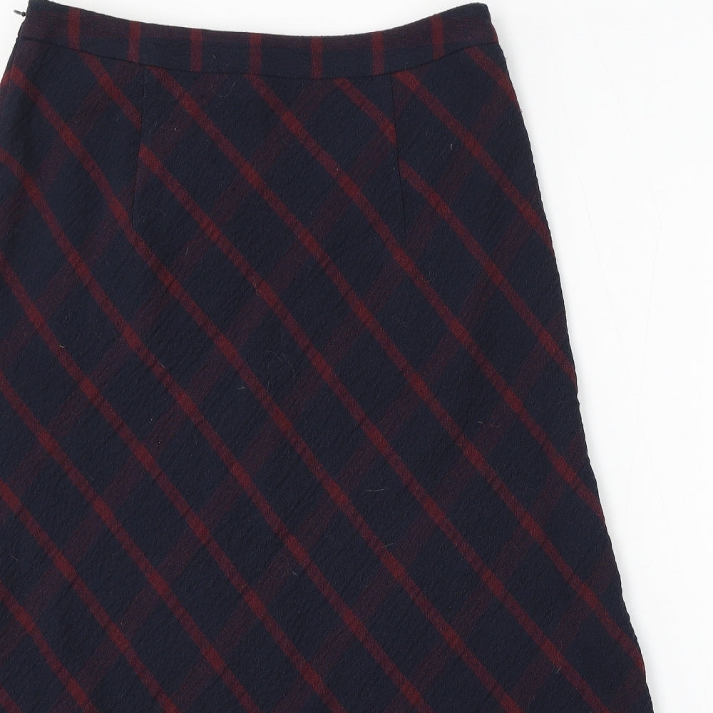 Mint Velvet Womens Blue Check Polyester A-Line Skirt Size 12