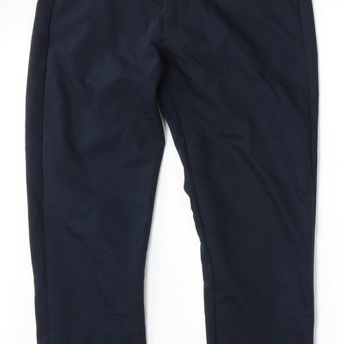 Bershka Womens Blue Cotton Trousers Size 8 L26 in Regular Button