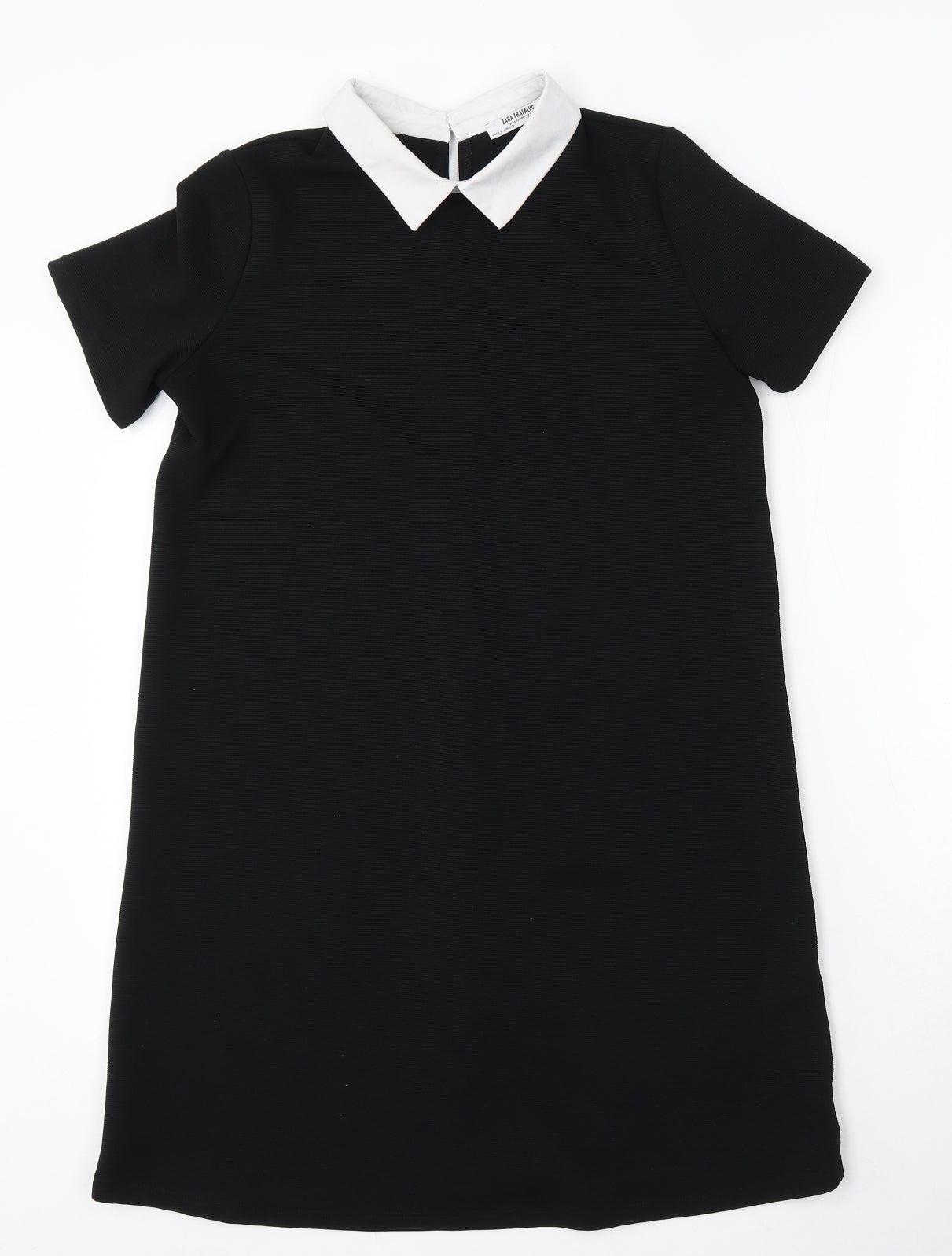 Zara Womens Black Polyester Sheath Size S Collared
