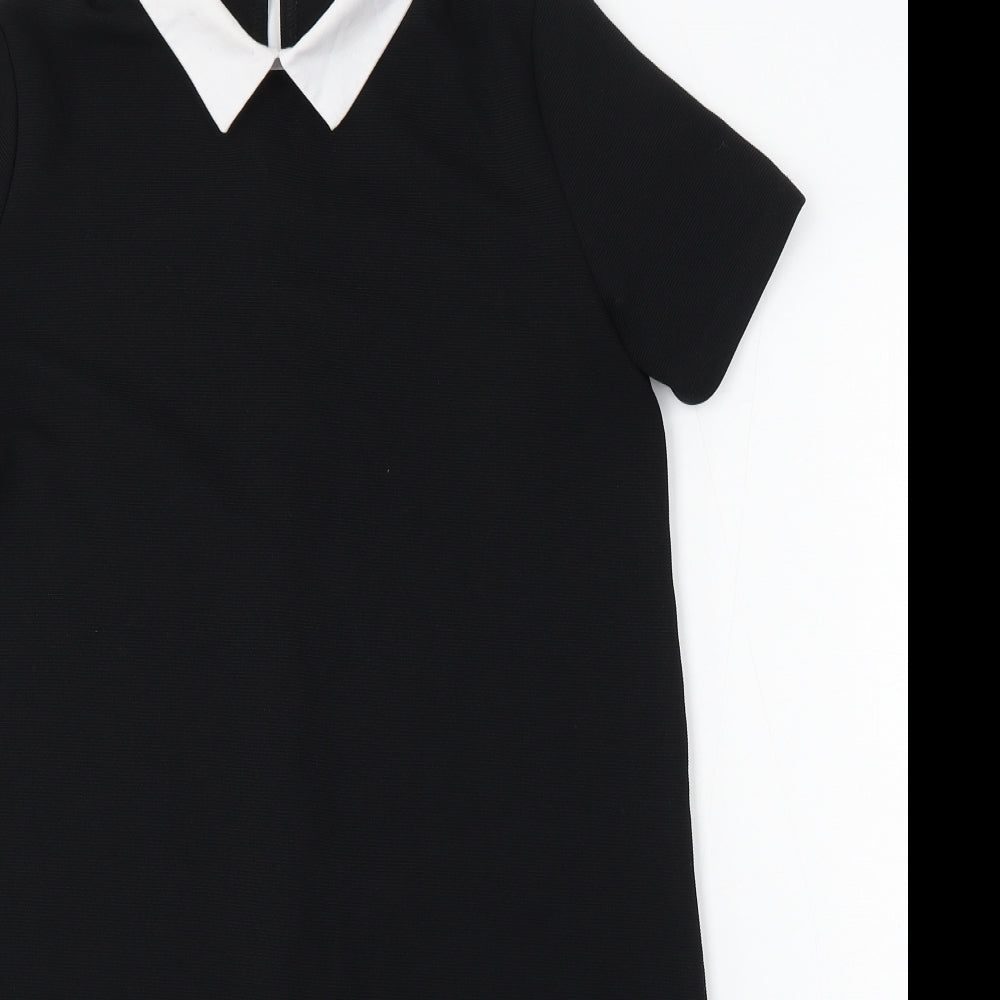 Zara Womens Black Polyester Sheath Size S Collared