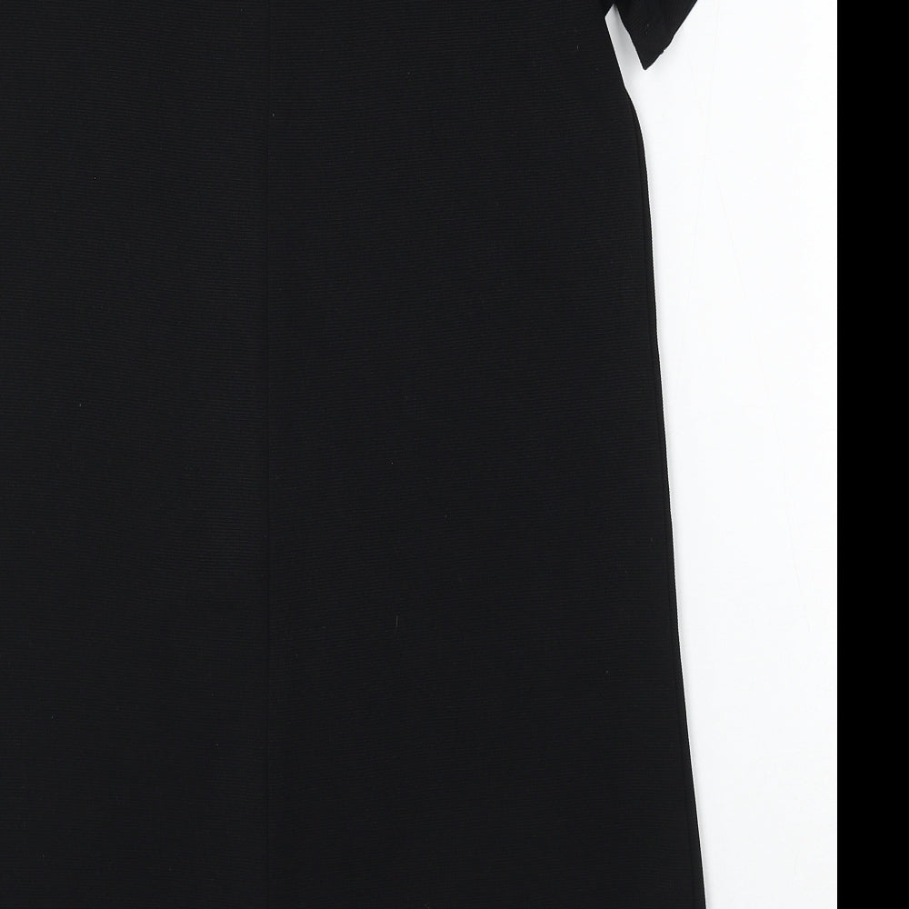 Zara Womens Black Polyester Sheath Size S Collared