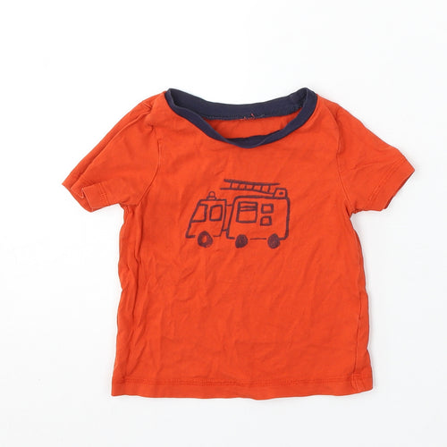 George Boys Red Cotton Basic T-Shirt Size 12-18 Months Round Neck - Fire Engine
