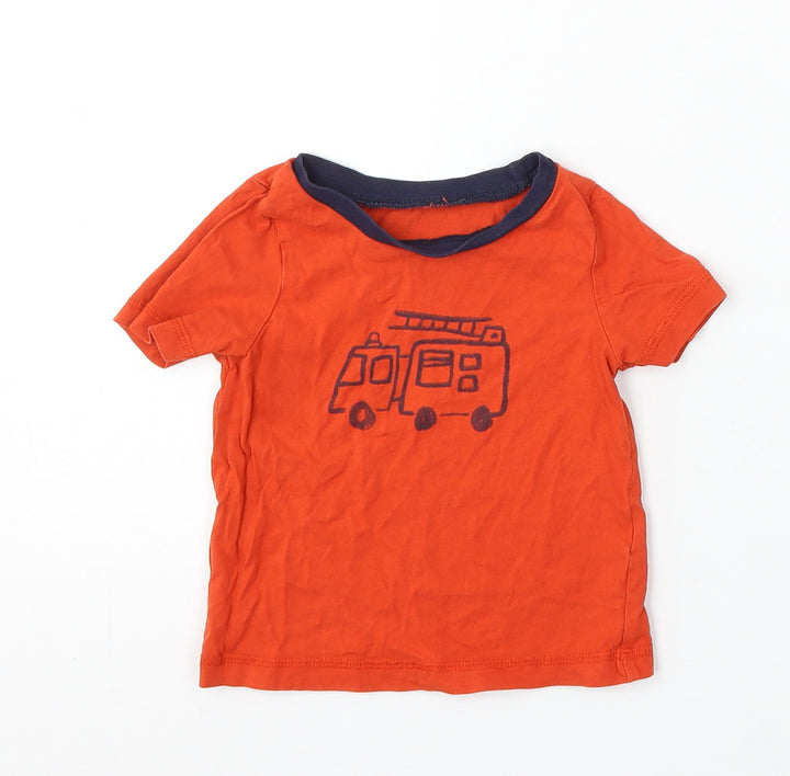 George Boys Red Cotton Basic T-Shirt Size 12-18 Months Round Neck - Fire Engine