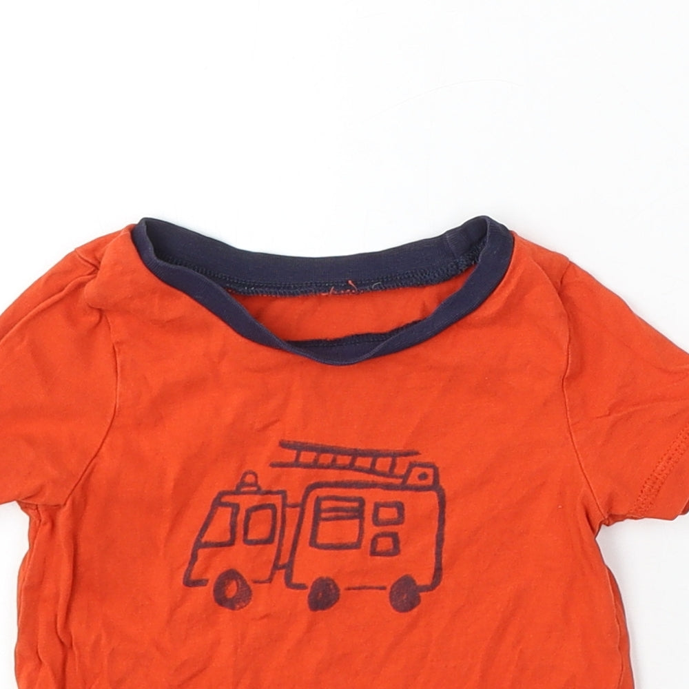 George Boys Red Cotton Basic T-Shirt Size 12-18 Months Round Neck - Fire Engine