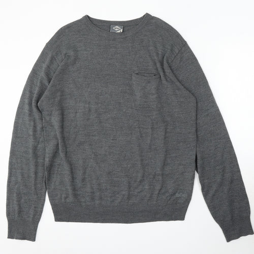 Lee Cooper Womens Grey Round Neck Acrylic Pullover Jumper Size L