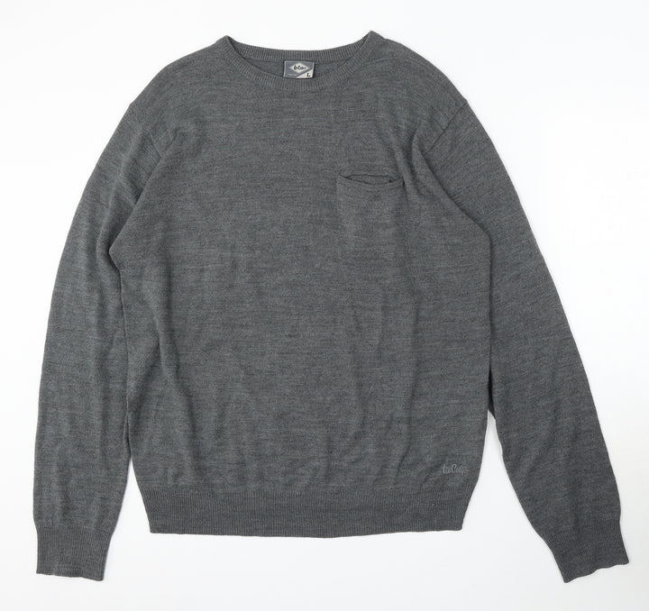 Lee Cooper Womens Grey Round Neck Acrylic Pullover Jumper Size L