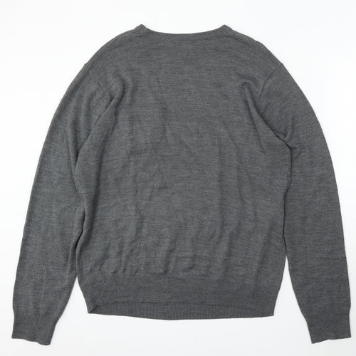 Lee Cooper Womens Grey Round Neck Acrylic Pullover Jumper Size L