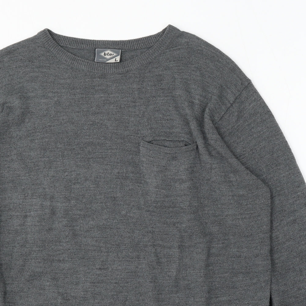 Lee Cooper Womens Grey Round Neck Acrylic Pullover Jumper Size L