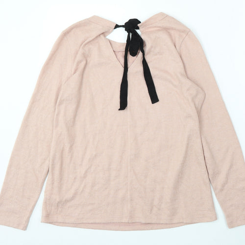 Primark Womens Pink V-Neck Polyester Pullover Jumper Size 10