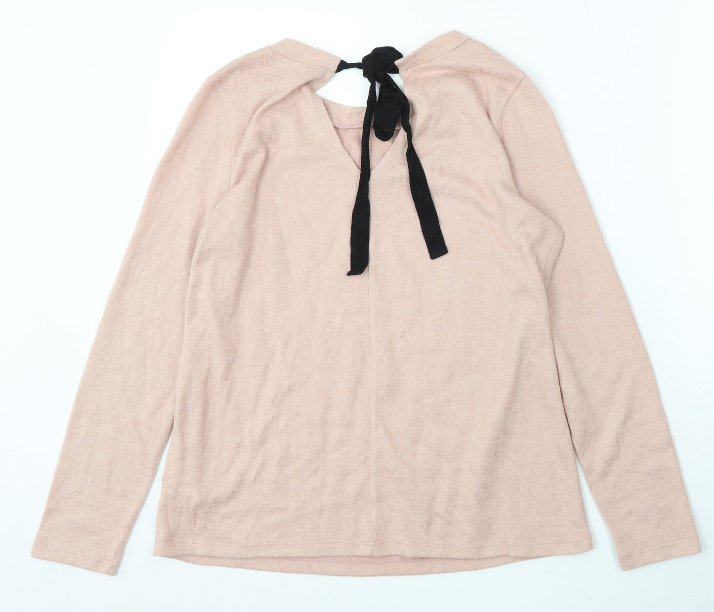 Primark Womens Pink V-Neck Polyester Pullover Jumper Size 10