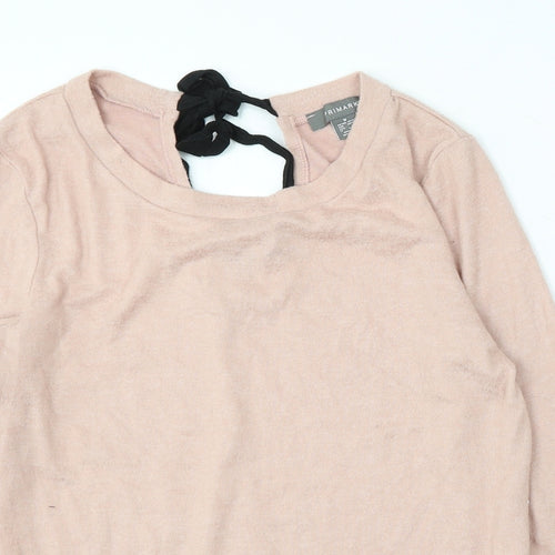 Primark Womens Pink V-Neck Polyester Pullover Jumper Size 10