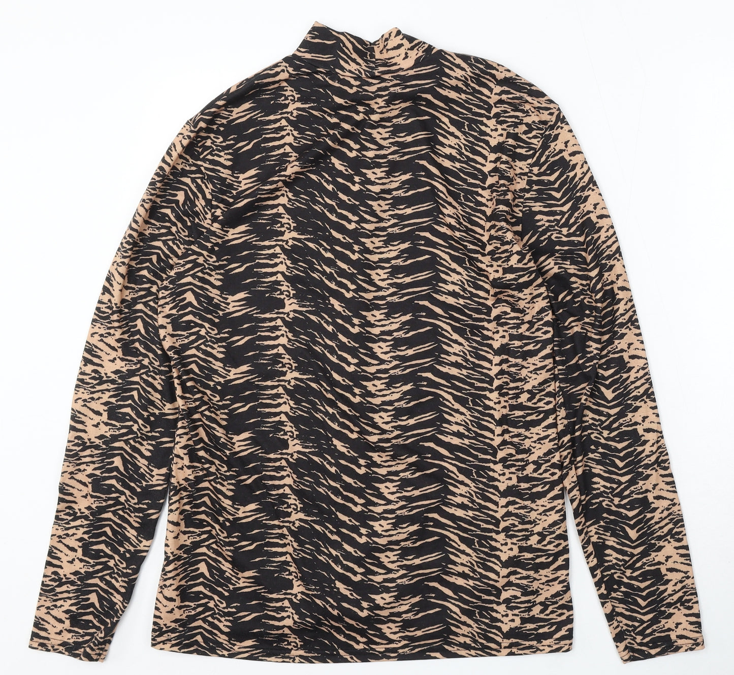 Papaya Womens Black Mock Neck Animal Print Polyester Pullover Jumper Size 18 - Zebra Print