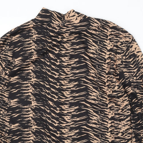 Papaya Womens Black Mock Neck Animal Print Polyester Pullover Jumper Size 18 - Zebra Print