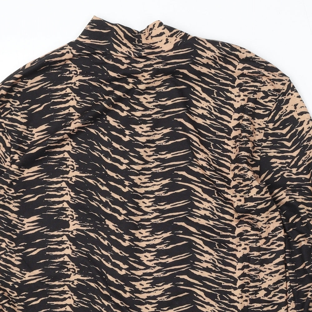Papaya Womens Black Mock Neck Animal Print Polyester Pullover Jumper Size 18 - Zebra Print