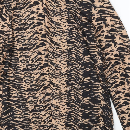 Papaya Womens Black Mock Neck Animal Print Polyester Pullover Jumper Size 18 - Zebra Print