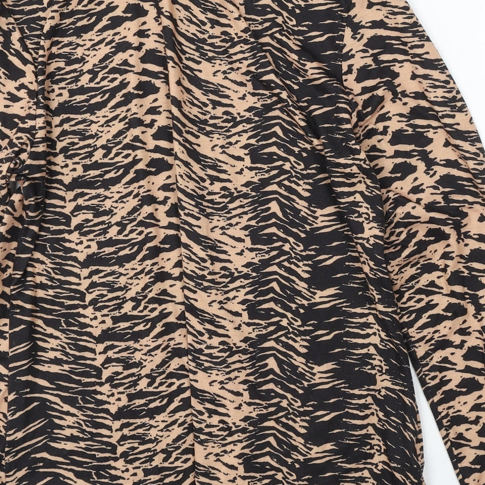 Papaya Womens Black Mock Neck Animal Print Polyester Pullover Jumper Size 18 - Zebra Print