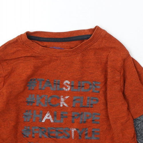 Bluezoo Boys Orange Cotton Basic T-Shirt Size 4-5 Years Round Neck - Skateboard