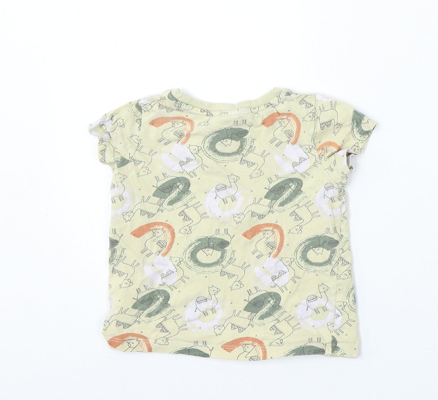 So Cute Boys Ivory Polyester Basic T-Shirt Size 12-18 Months Round Neck - Camel Print