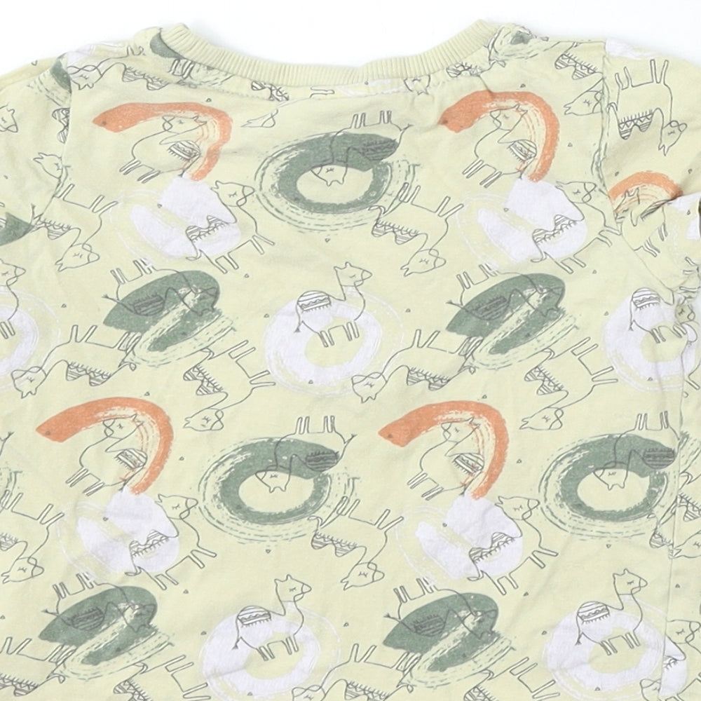 So Cute Boys Ivory Polyester Basic T-Shirt Size 12-18 Months Round Neck - Camel Print