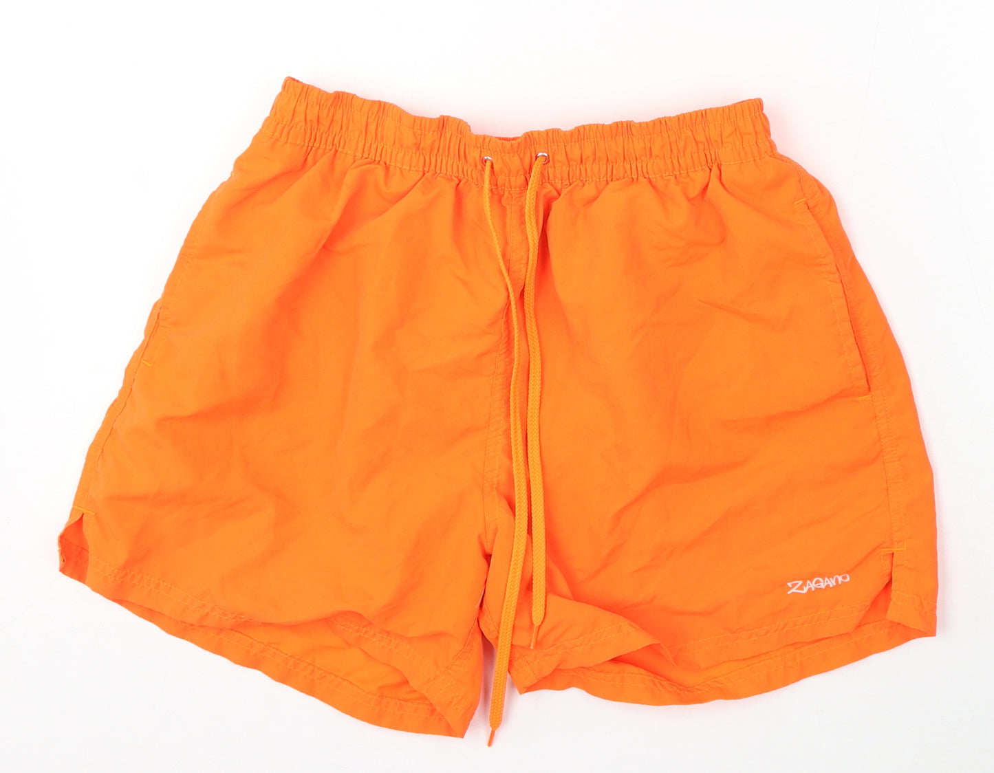 Zagano Mens Orange Polyester Sweat Shorts Size M L6 in Regular Drawstring