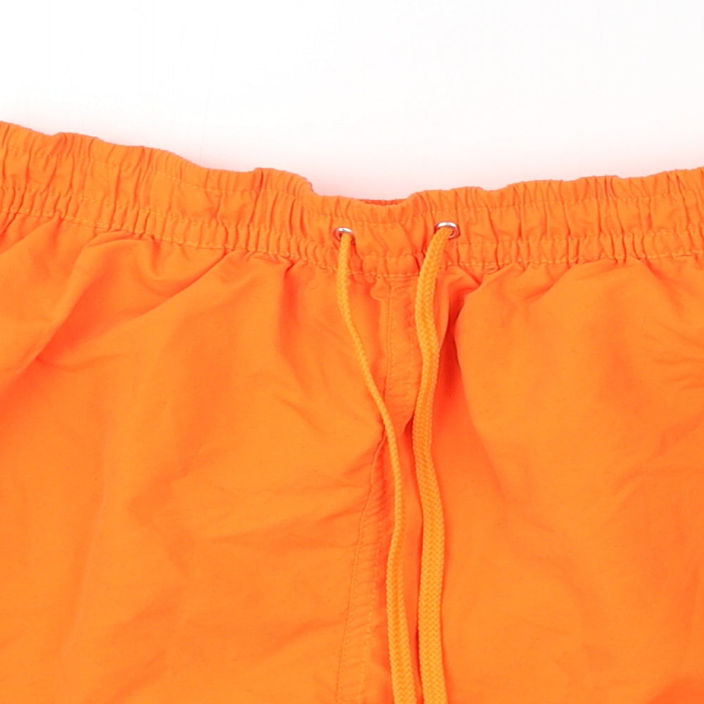 Zagano Mens Orange Polyester Sweat Shorts Size M L6 in Regular Drawstring