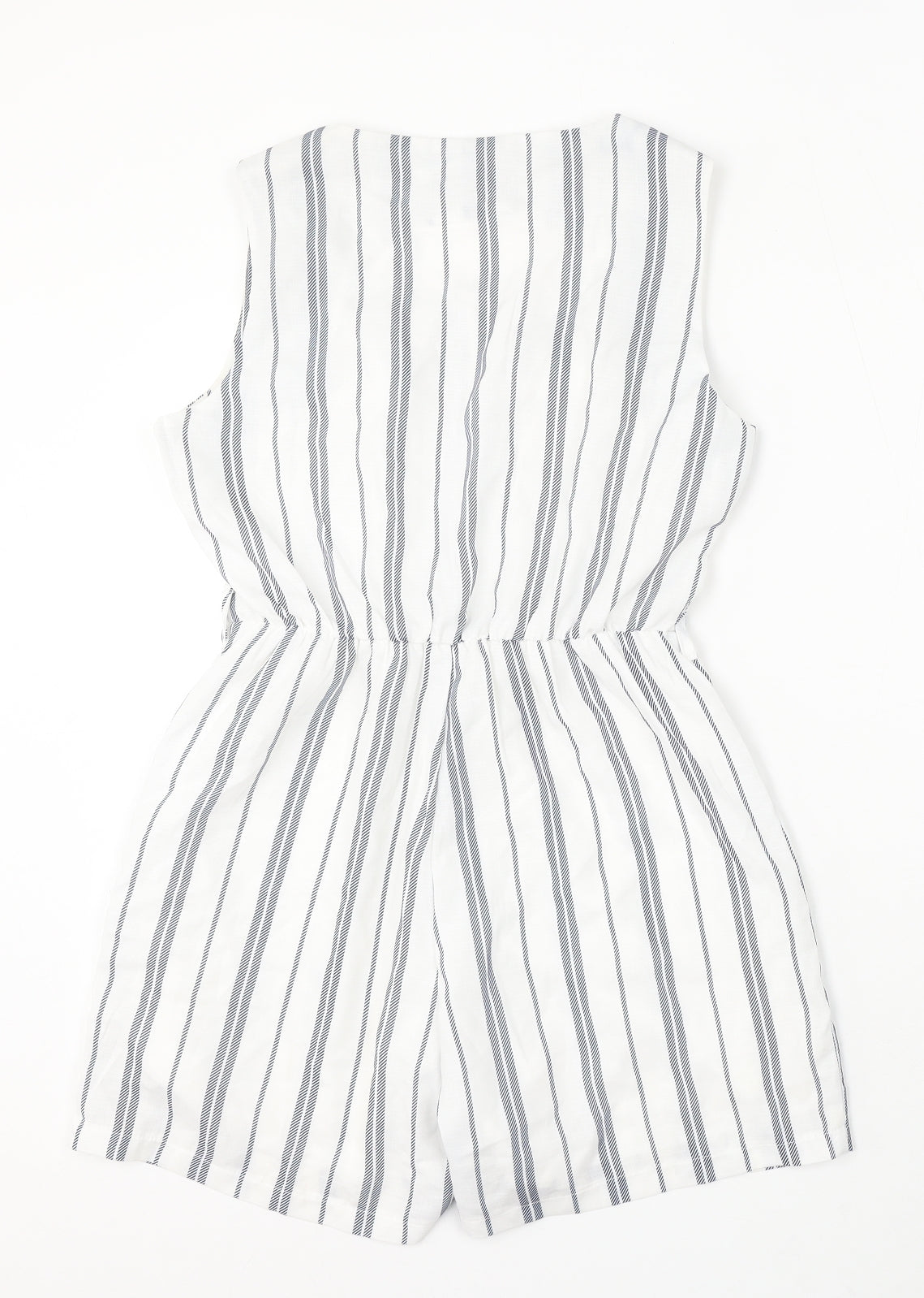 Quiz Womens White Striped Polyester Playsuit One-Piece Size 10