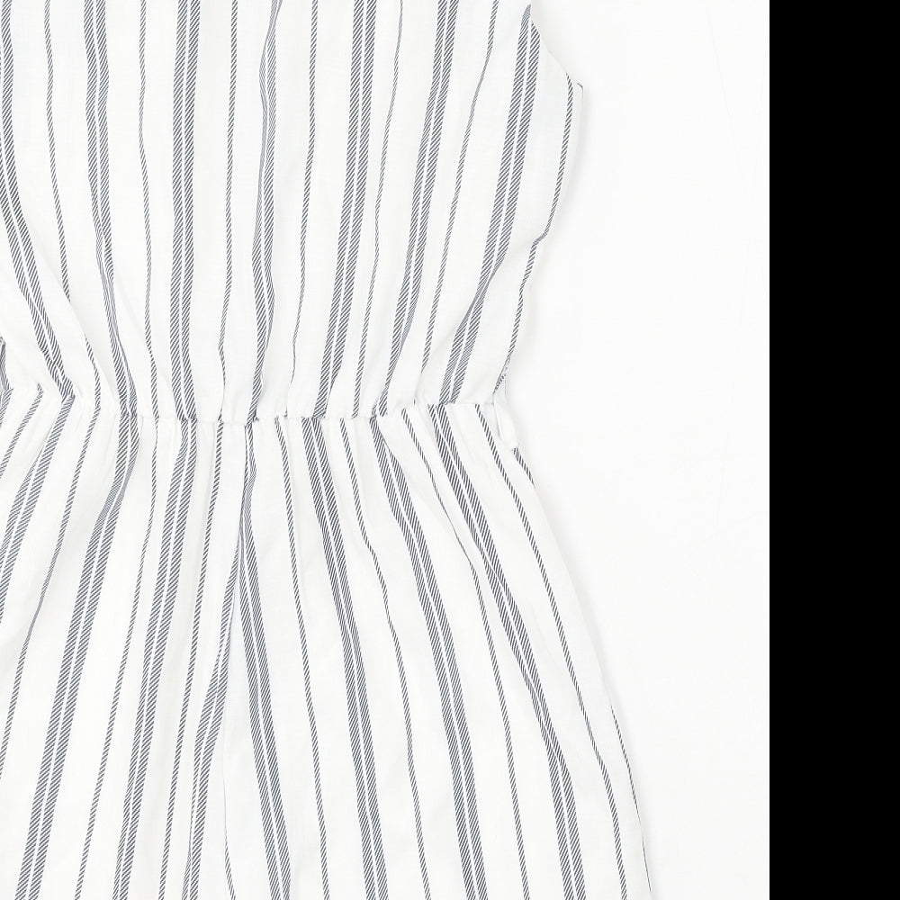 Quiz Womens White Striped Polyester Playsuit One-Piece Size 10