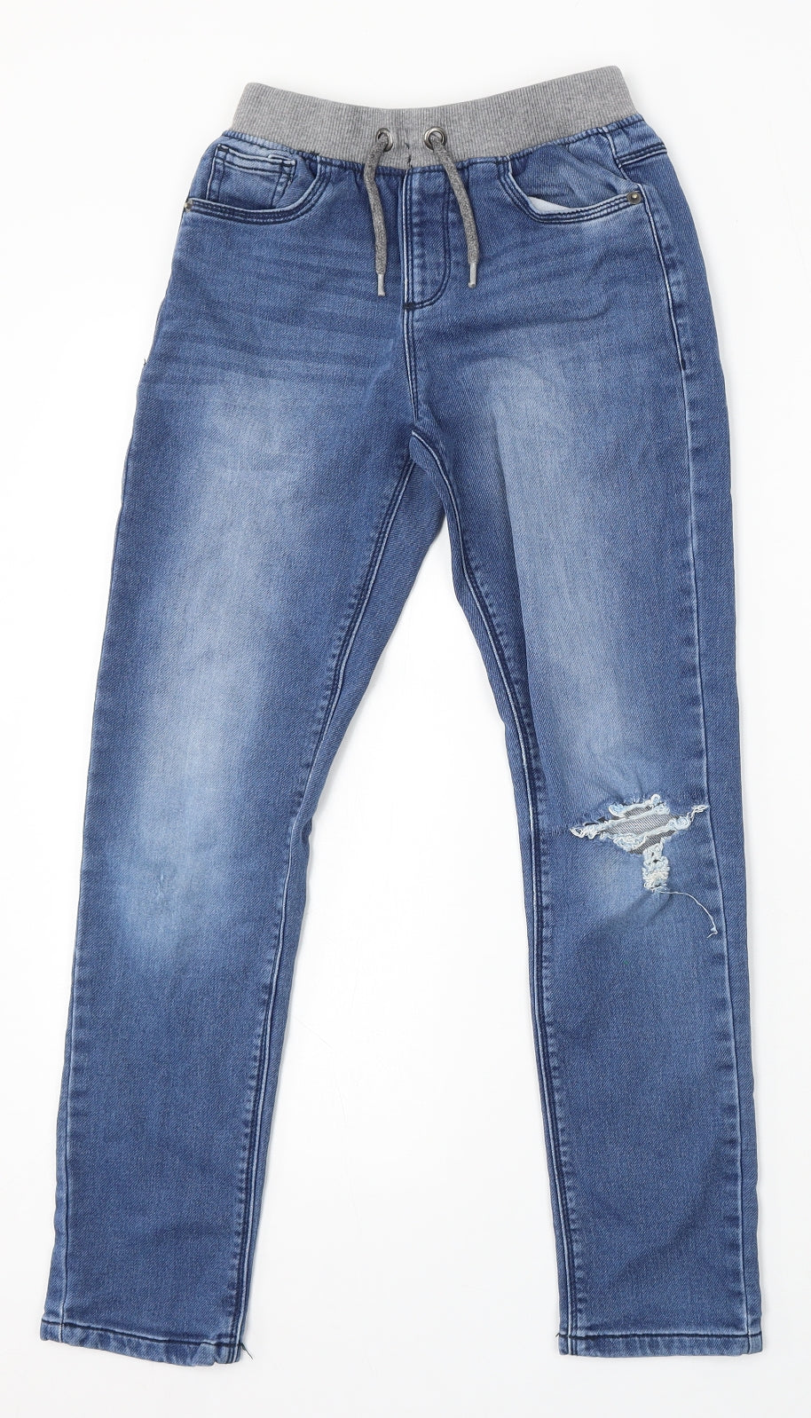 Dunnes Stores Boys Blue Cotton Jogger Trousers Size 9-10 Years Regular Drawstring