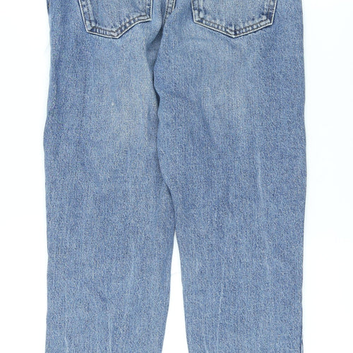 Topshop Womens Blue Cotton Mom Jeans Size 25 in L25 in Regular Button - Ripped