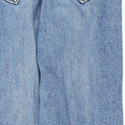 Topshop Womens Blue Cotton Mom Jeans Size 25 in L25 in Regular Button - Ripped