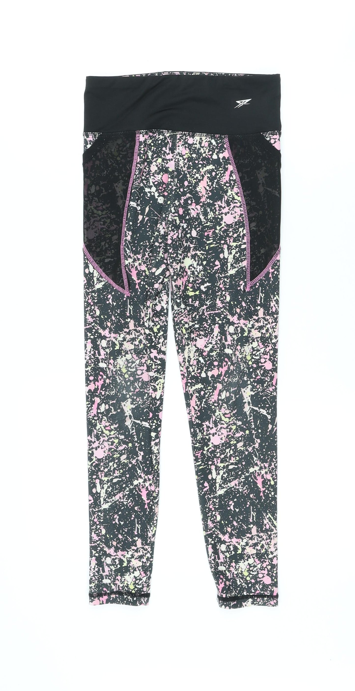 Primark Girls Black Polyester Jogger Trousers Size 8-9 Years Regular Pullover - paint splatter print