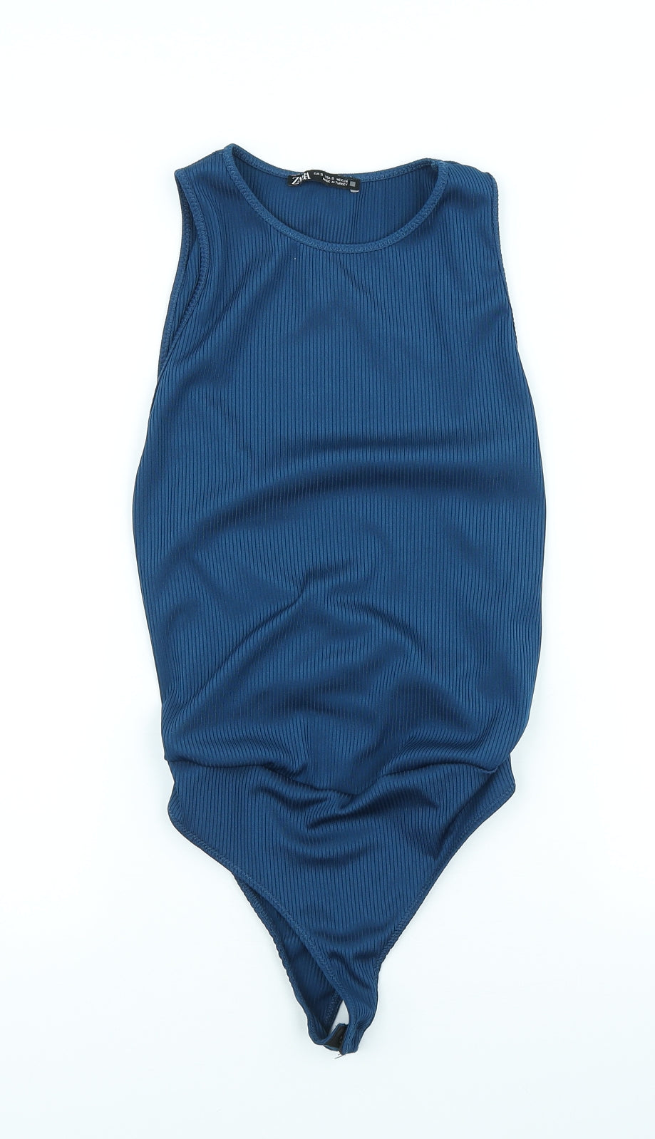 Zara Womens Blue Polyester Bodysuit One-Piece Size S Snap