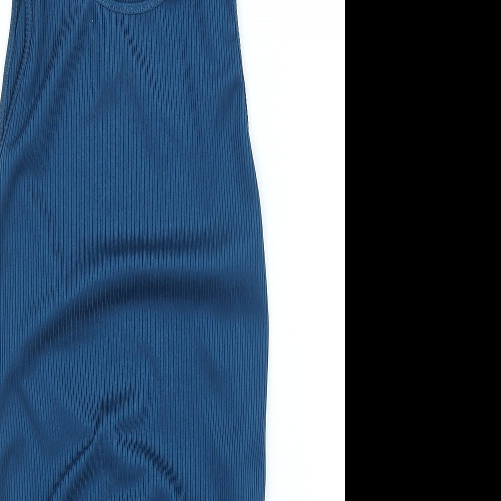 Zara Womens Blue Polyester Bodysuit One-Piece Size S Snap