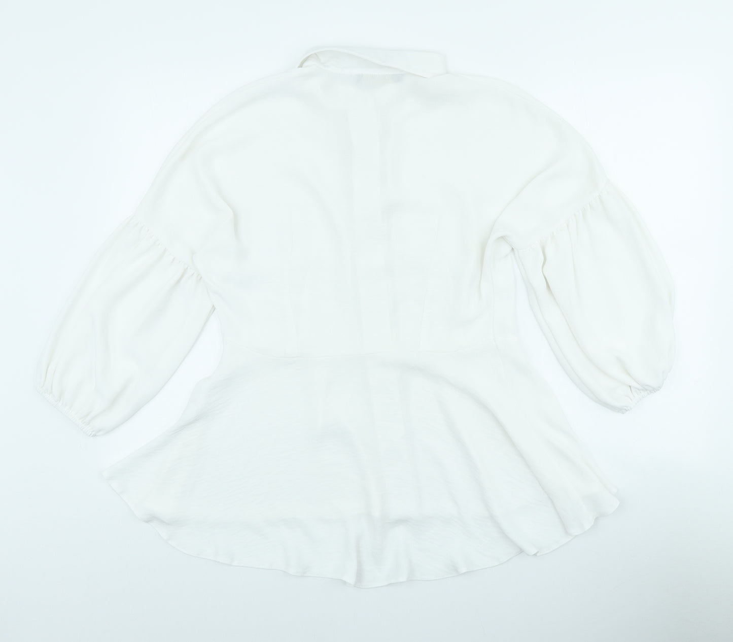 Ad Lib Womens White Polyester A-Line Size 12 Collared Button