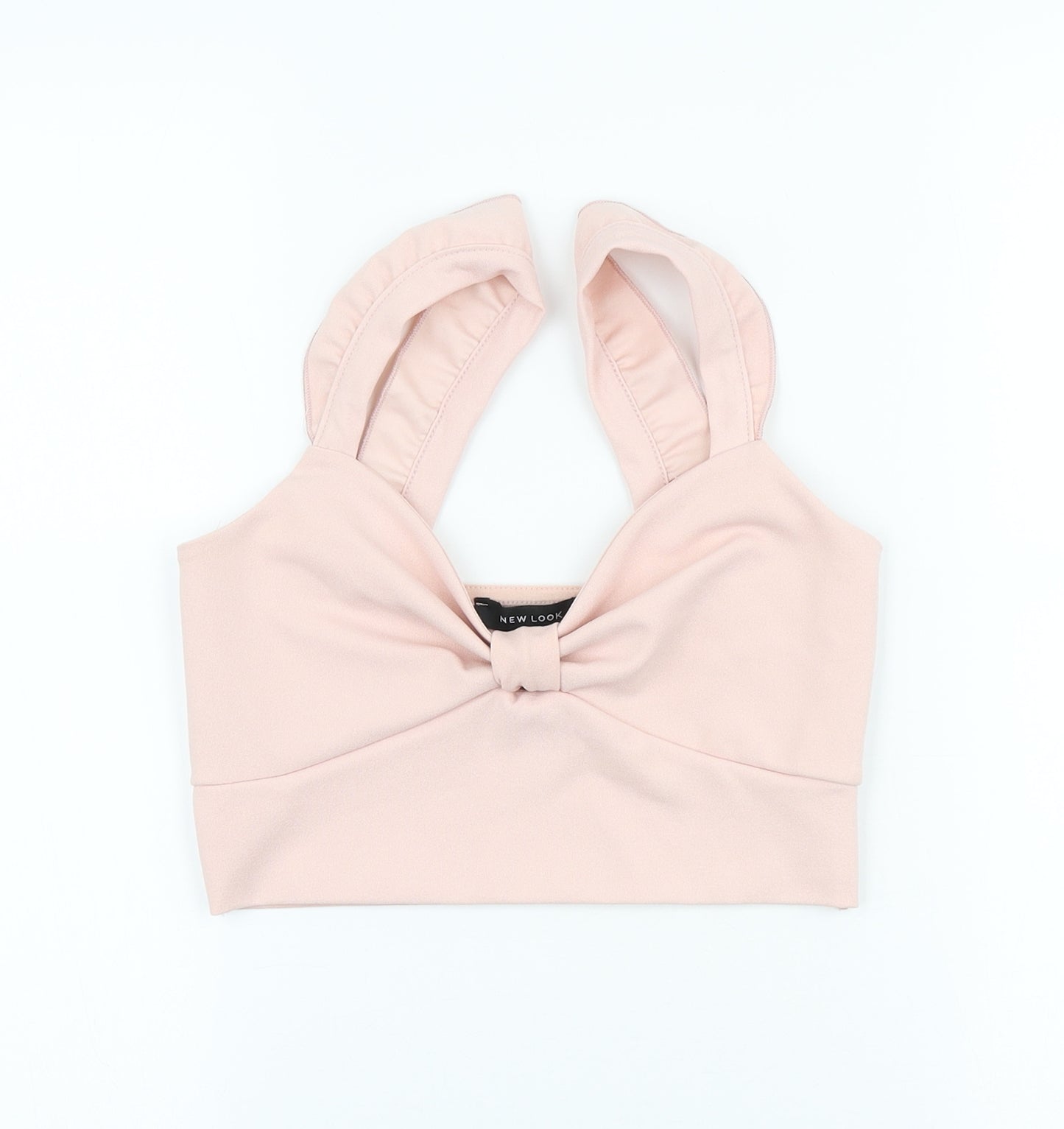 New Look Womens Pink Polyester Cropped Tank Size 8 Sweetheart - Ruffle straps