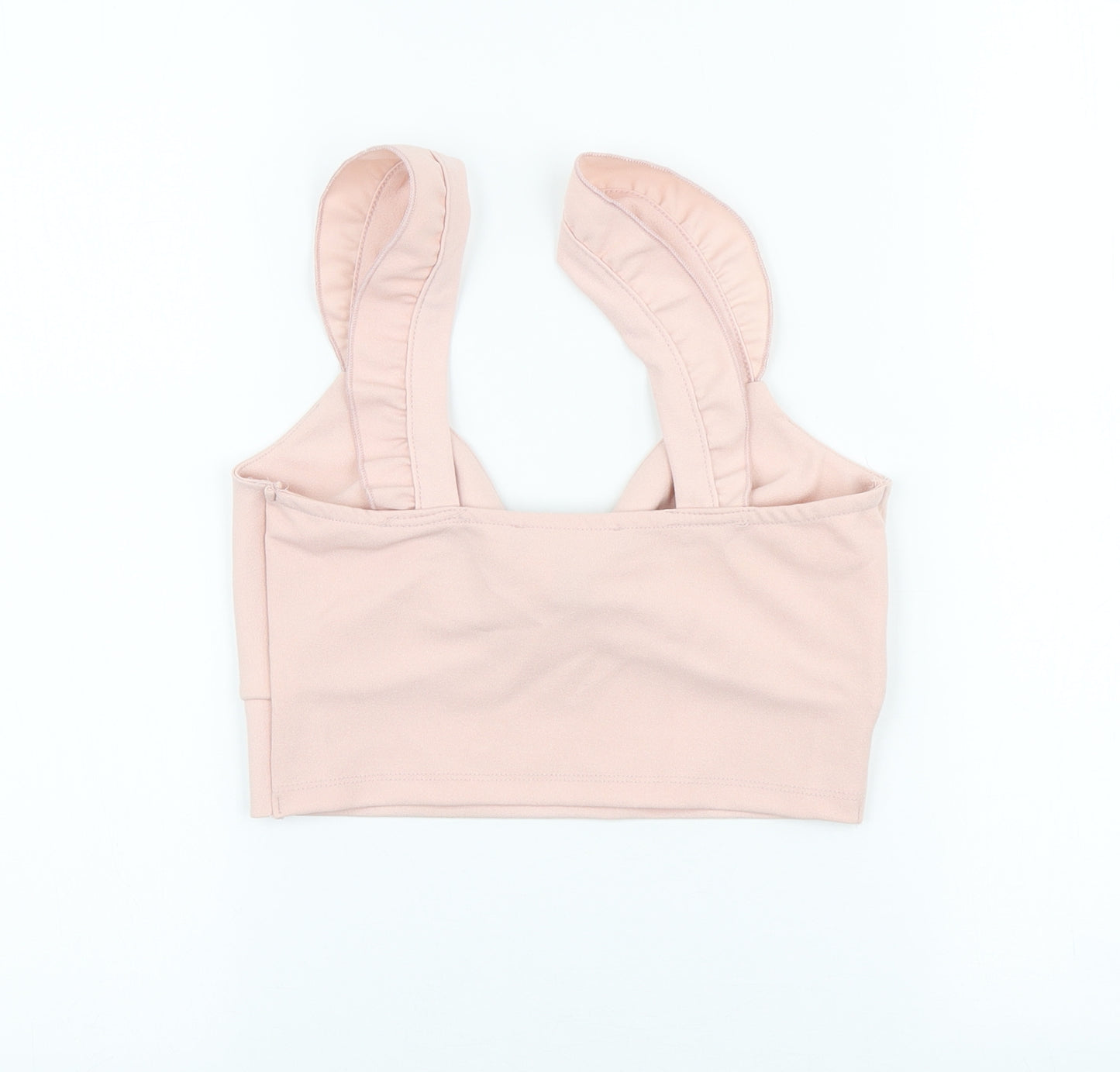 New Look Womens Pink Polyester Cropped Tank Size 8 Sweetheart - Ruffle straps