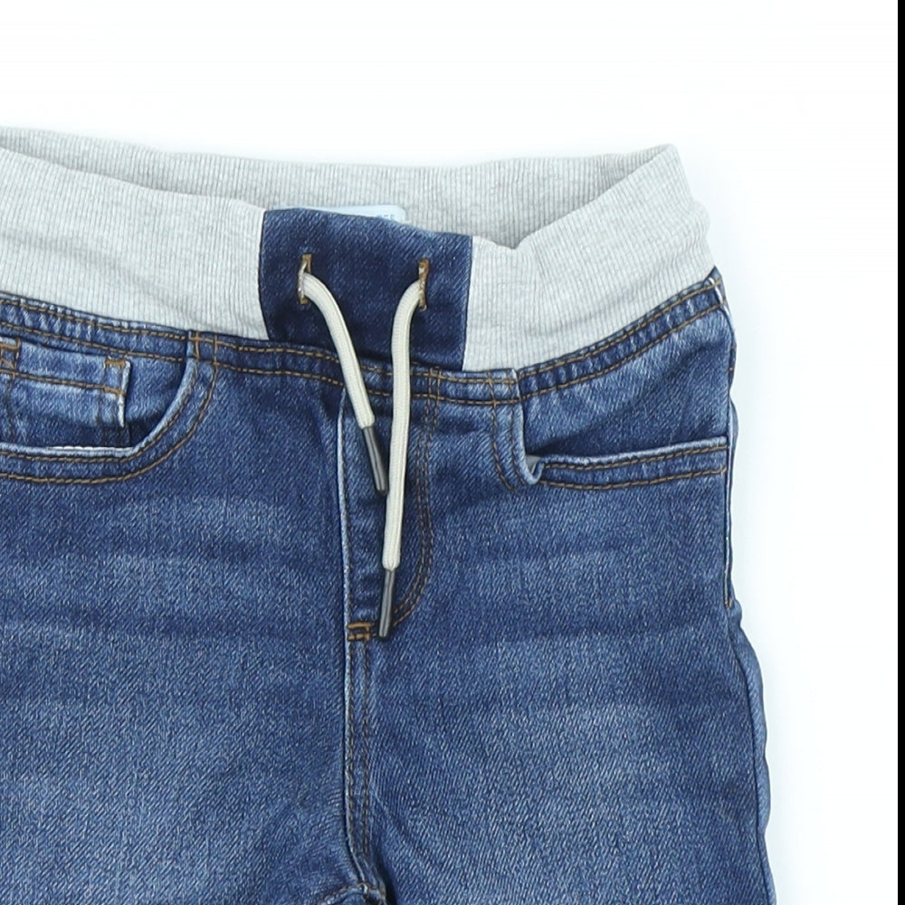 Primark Boys Blue Cotton Straight Jeans Size 5-6 Years Regular Drawstring - Shorts